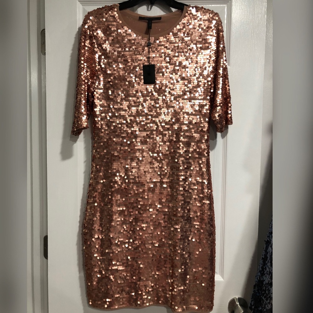 NWT BCBG Max Azria Rose Gold Sequin Dress